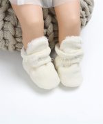 Infant Baby Girls Boys Fleece Booties Soft Non-Slip Sole Winter Warm Cozy with Grippers Stay On Socks Newborn Toddler First Walkers Crib Shoes - Image 3